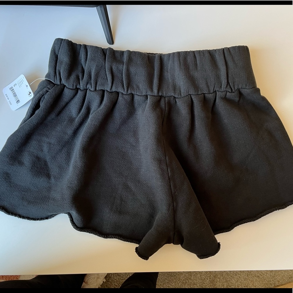 FREE PEOPLE BLACK  SHORTS -  NWT  Retro French Terry Sweatshirt Fabric